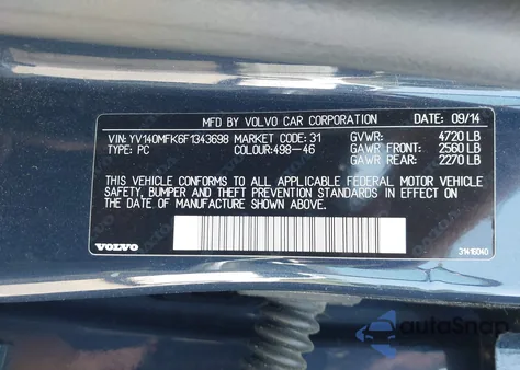 2015 Volvo S60 Premier from USA, damaged, VIN YV140MFK6F1343698